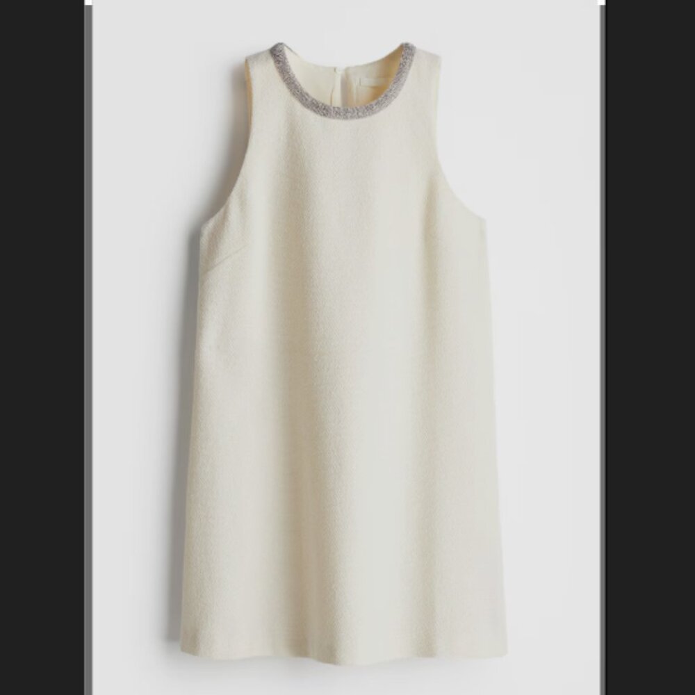 NWT H&M EDITION Rhinestone Trimmed Dress - Cream / S